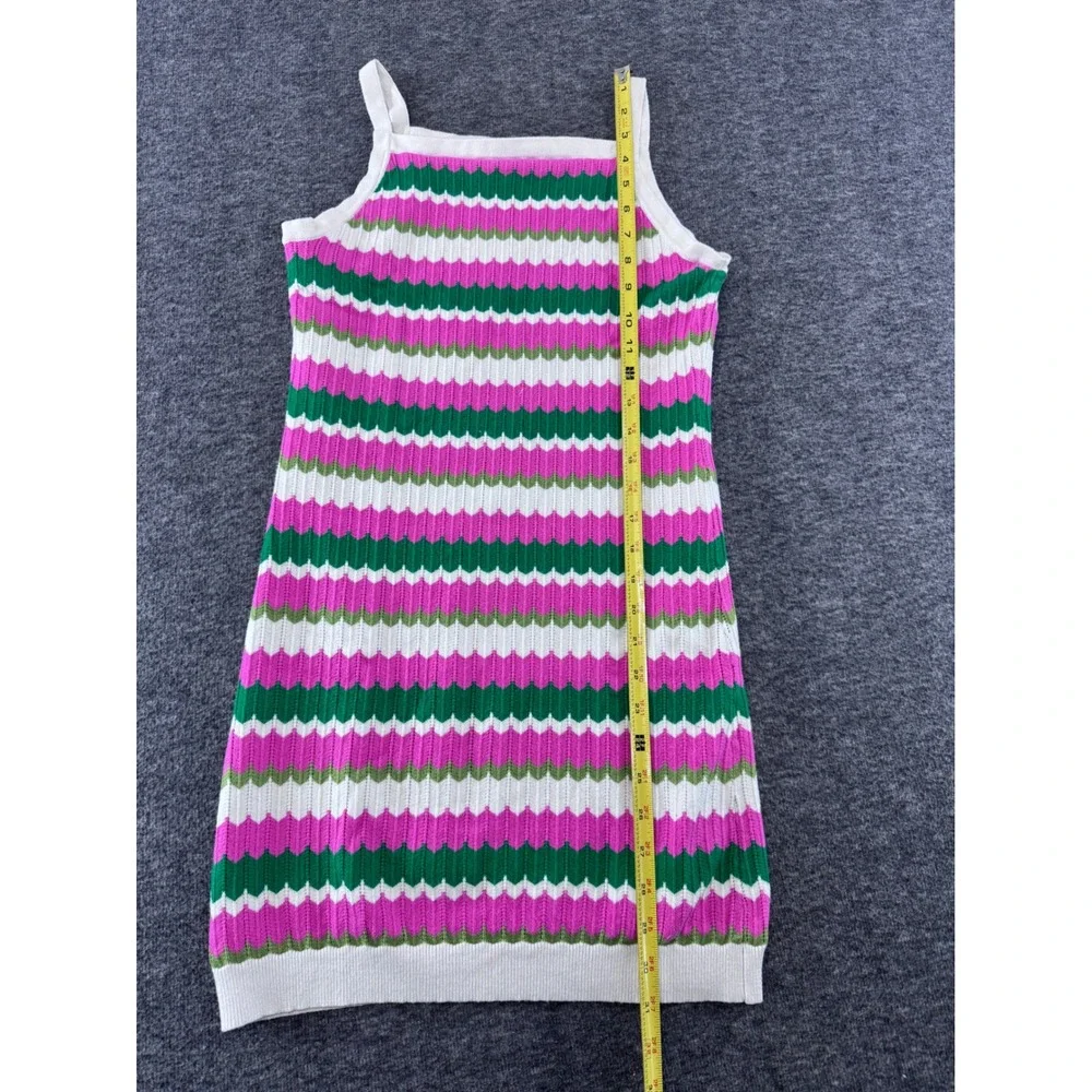 Rare Editions Girls Pink Green White Chevron Stripe Knit Sweater Dress Size 16
